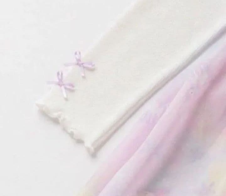 【新品未使用】メゾピアノ ユニコーン総柄 シフォン切替ワンピース 130 ピンク