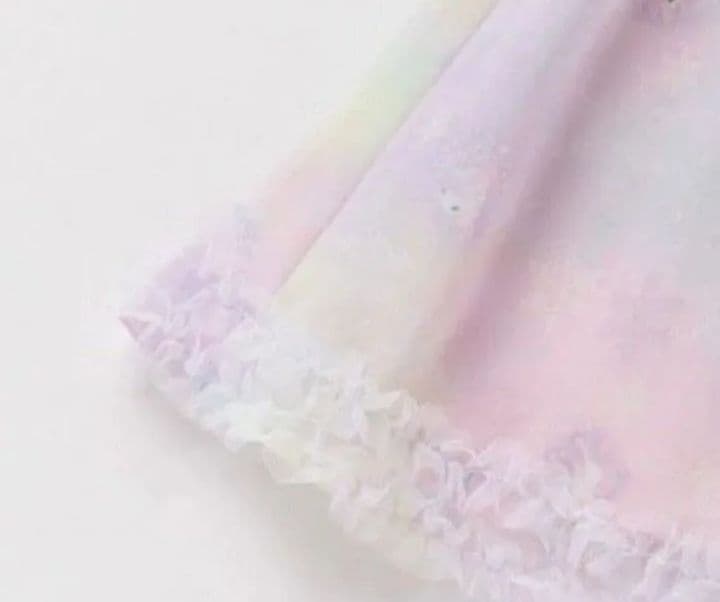 【新品未使用】メゾピアノ ユニコーン総柄 シフォン切替ワンピース 130 ピンク