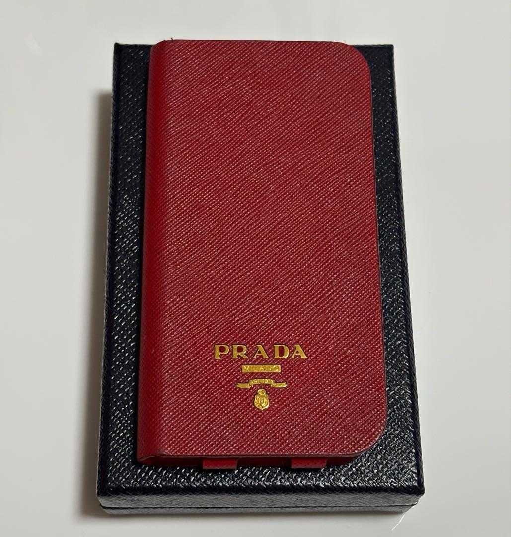 PRADA iPhoneケース SE対応 手帳タイプ RED