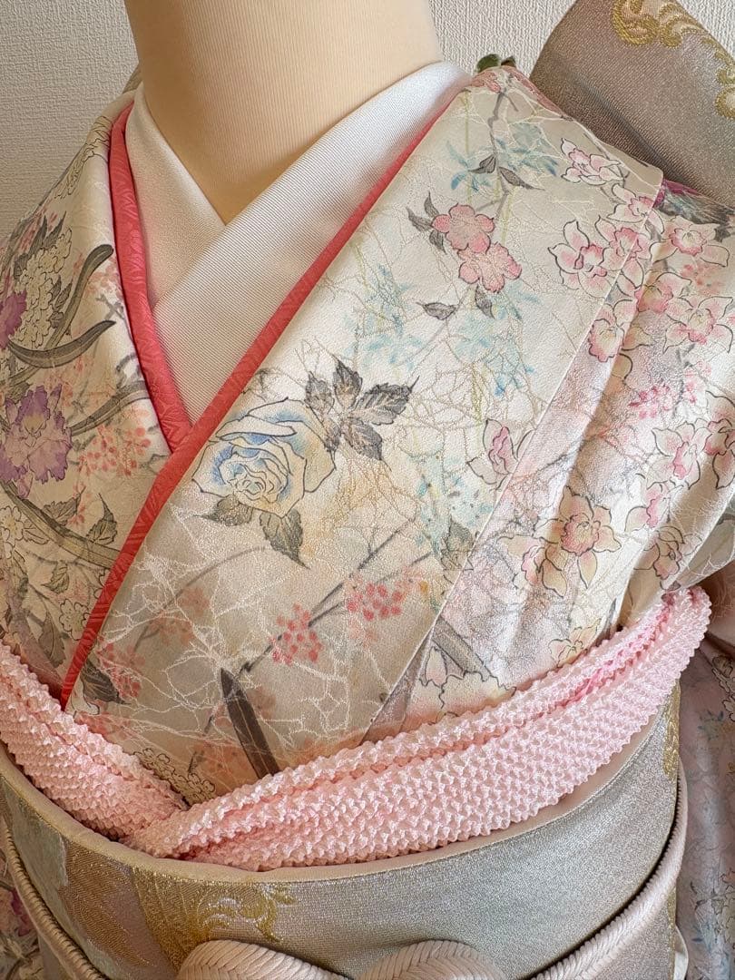 振袖セット 成人式応援 クリーム色系 紫系 ヴィンテージ MH2512261