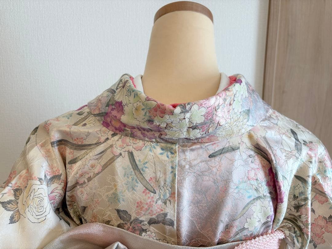 振袖セット 成人式応援 クリーム色系 紫系 ヴィンテージ MH2512261