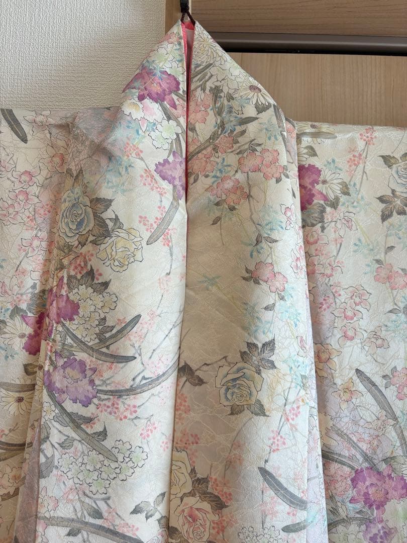 振袖セット 成人式応援 クリーム色系 紫系 ヴィンテージ MH2512261