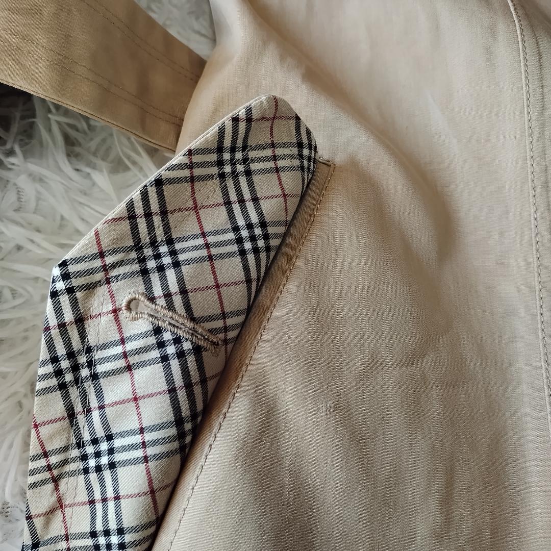 バーバリーブルーレーベル トレンチコート ベルト ハリ感 ノバチェック M ロゴ