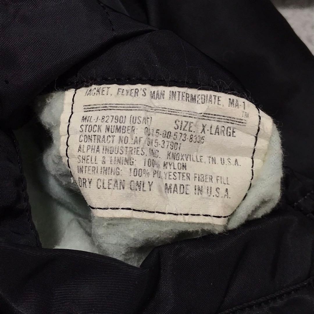 90s ALPHA ビンテージフライトジャケット　MA1 USA製 ブラック