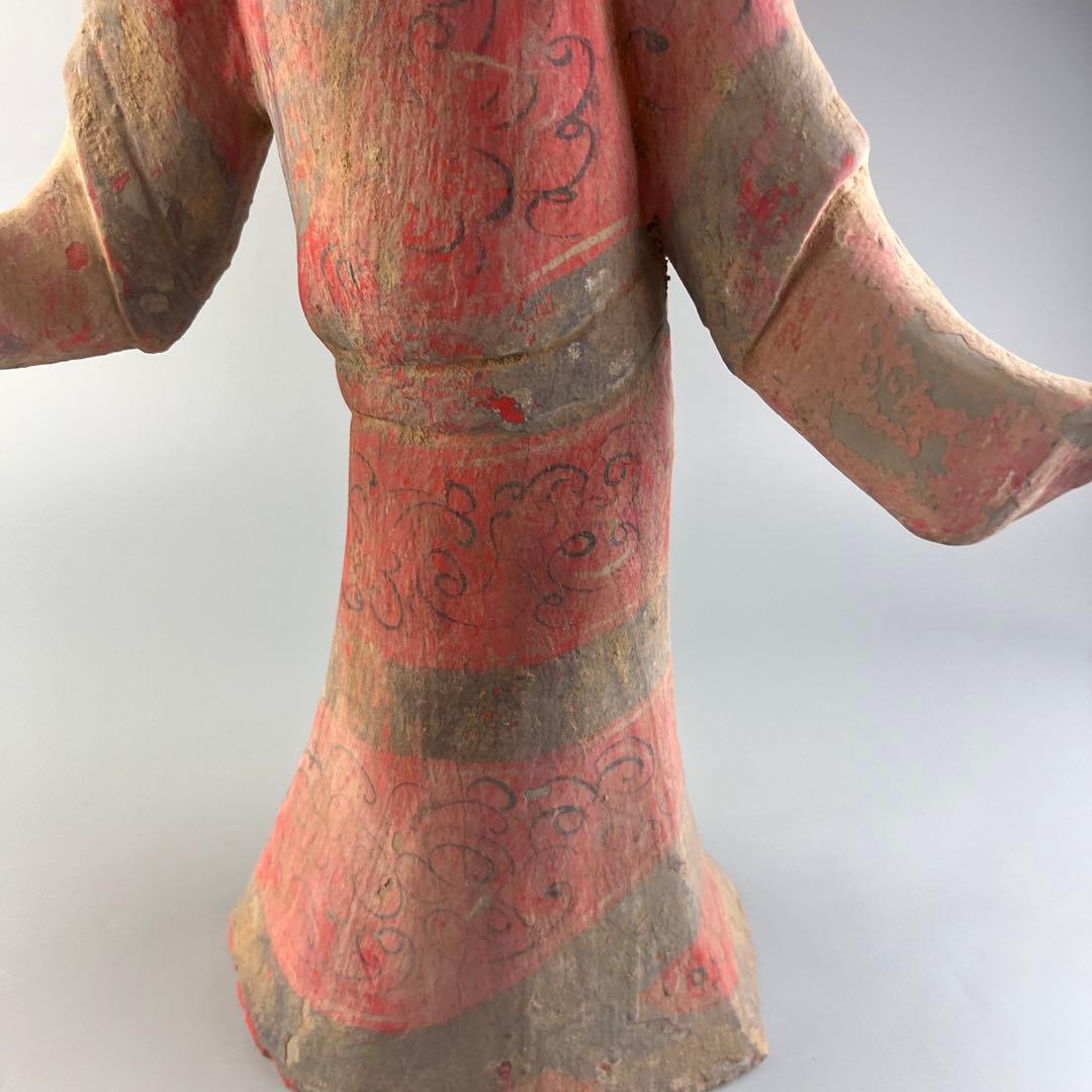 中国  漢女俑 立女俑 土器 彩陶 陶三彩 加彩 立像 女俑