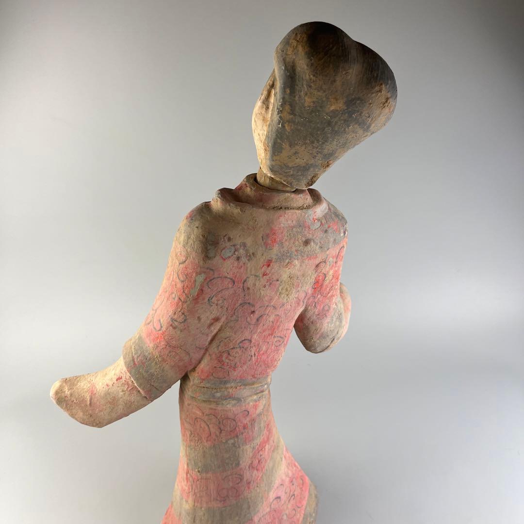 中国  漢女俑 立女俑 土器 彩陶 陶三彩 加彩 立像 女俑