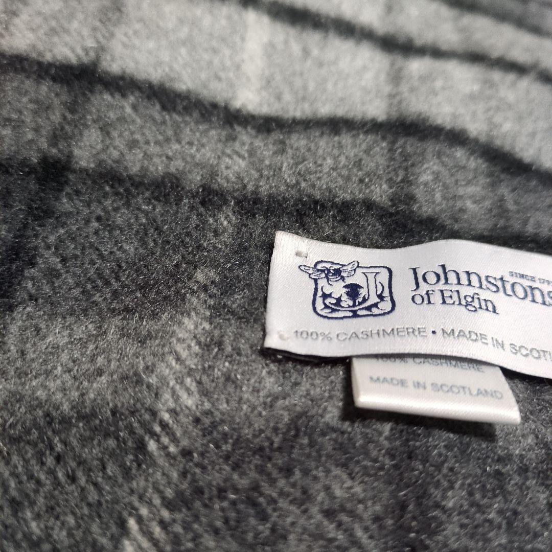 ジョンストンズ カシミヤ100％マフラー グレー系 スコットランド製