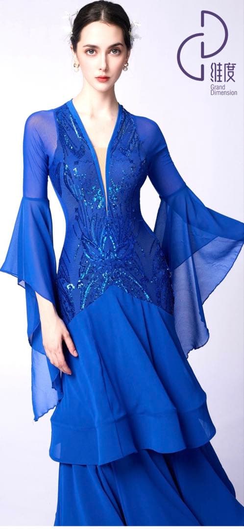 社交ダンスドレス 青 Sサイズ