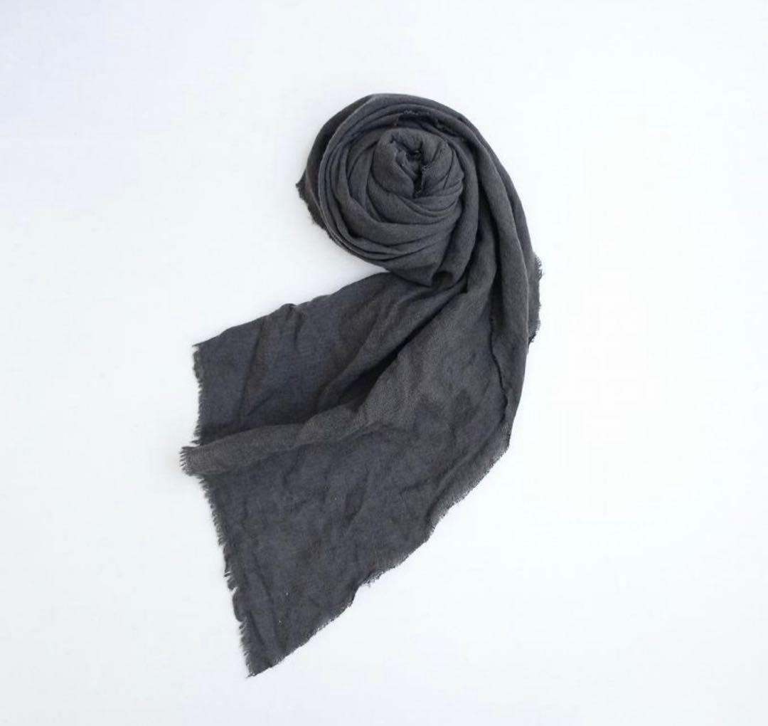 evam eva リネン　カシミヤ　ストール　ダークグレー 定価29,700円