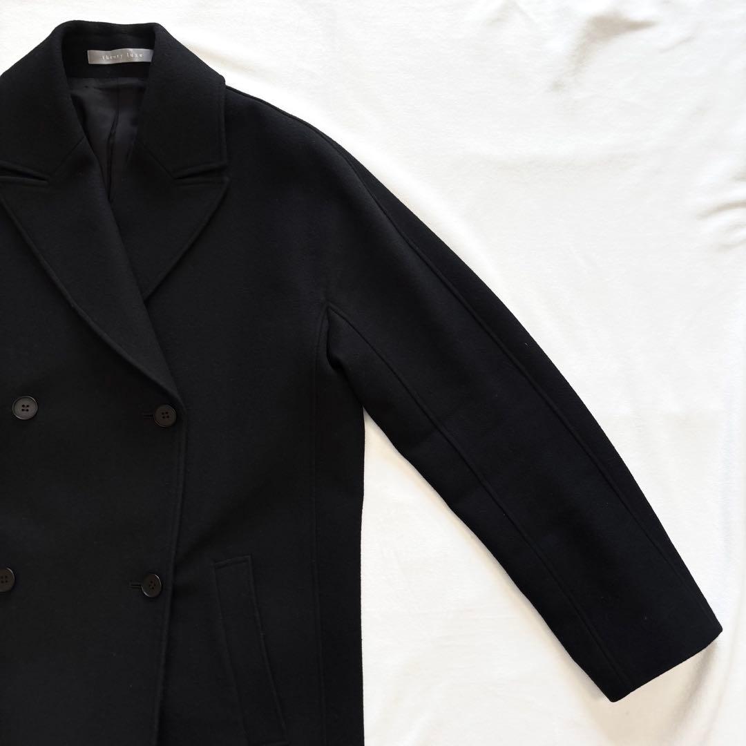 極美品☆セオリーリュクス　ダブルブレスト　ロングコート　チェスター　ウール　黒