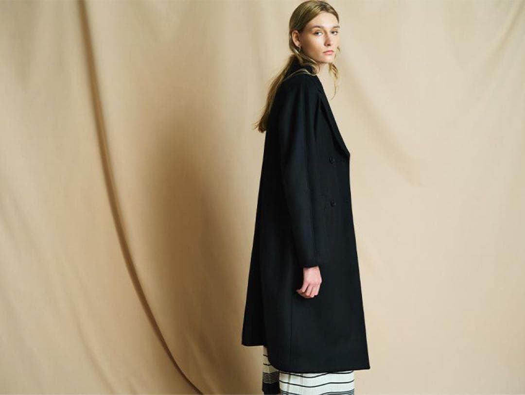 極美品☆セオリーリュクス　ダブルブレスト　ロングコート　チェスター　ウール　黒