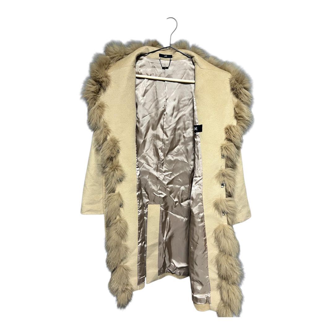 J&R アンゴラ100% ロングコート フォックスファー ベルト 美品 美ライン