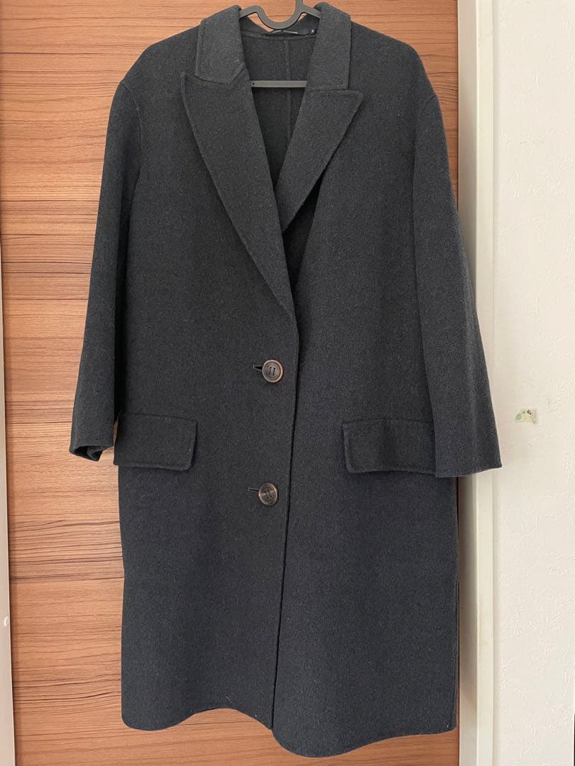 ソフィードール 34 カシミア混　ダークグレー チェスターコート 2ボタン