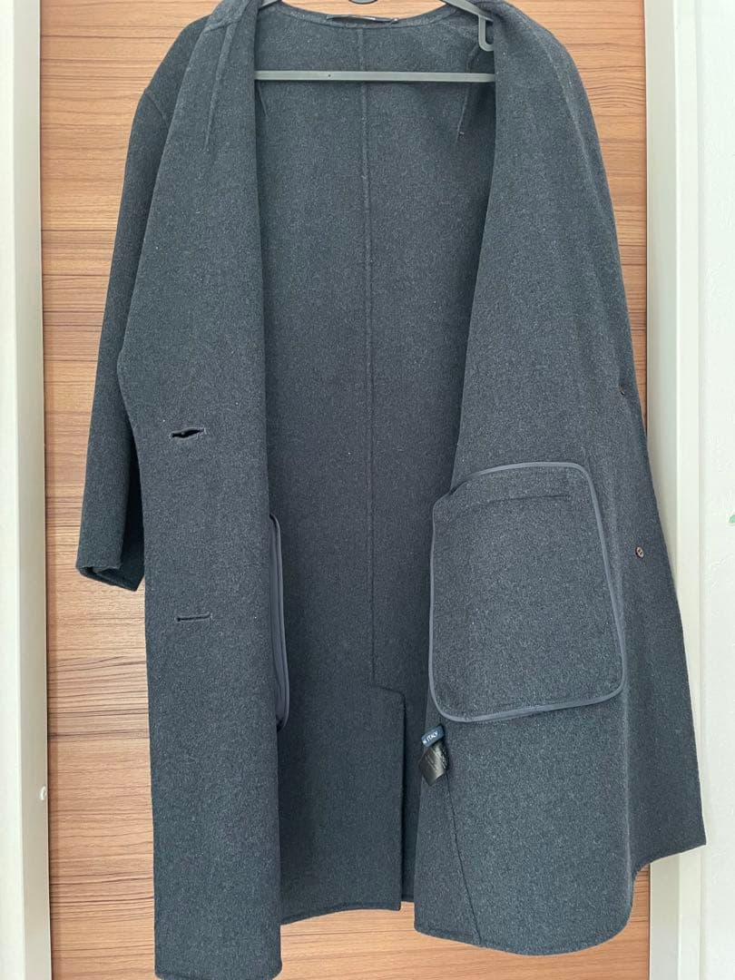 ソフィードール 34 カシミア混　ダークグレー チェスターコート 2ボタン