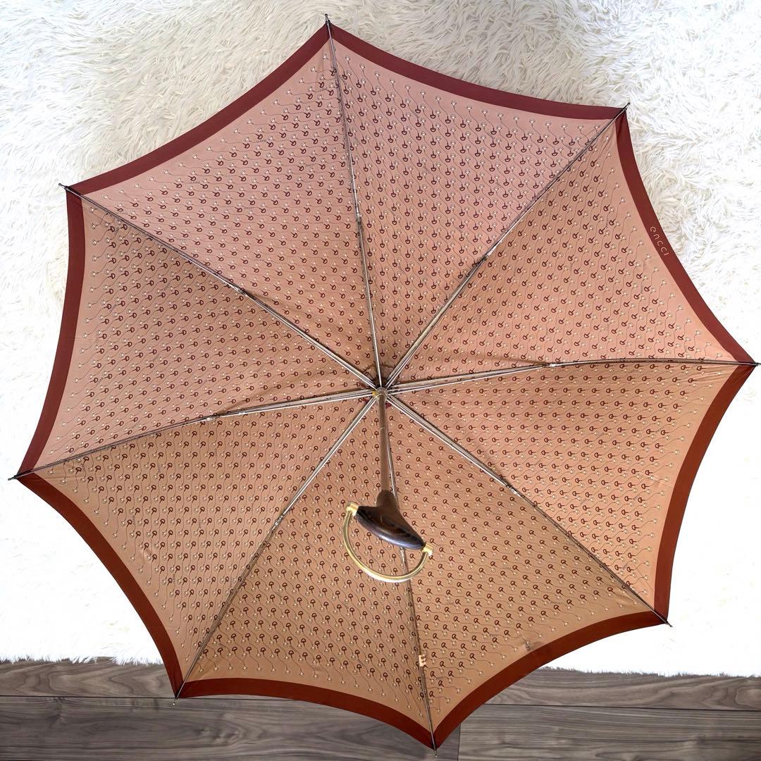 【美品】GUCCI グッチ　ホースビット　ゴールド金具　長傘　高級　ヴィンテージ