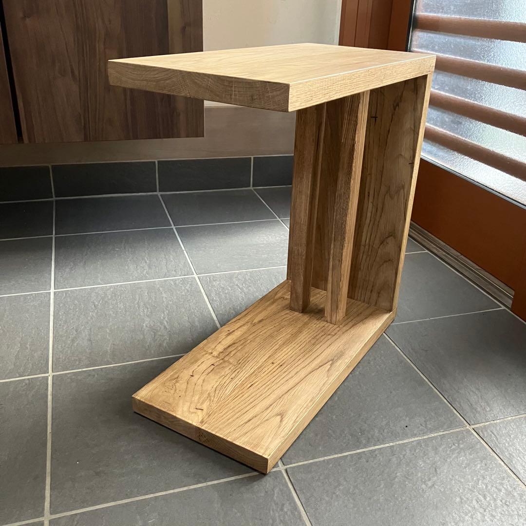 タモ古材　サイドテーブル　コの字