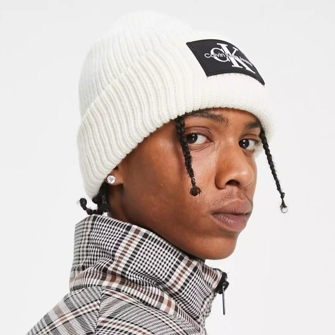 【新品】  Jeans ニット帽 CKロゴ ホワイト
