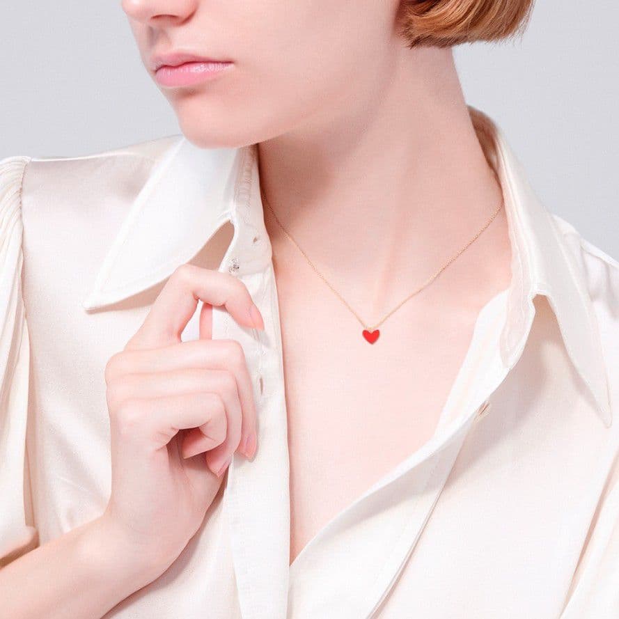 AHKAH　K18 YG　ティランハート　レッド　赤　ネックレス　アーカーブラン