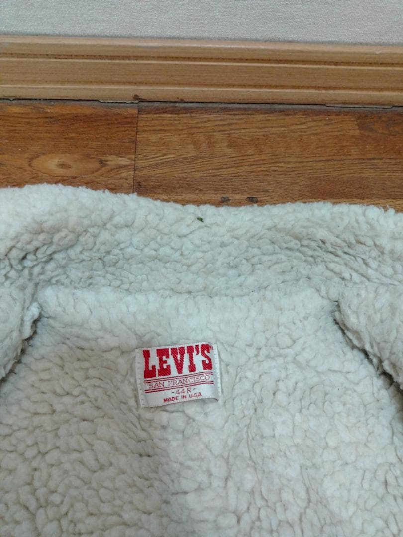 ビンテージ80年代リーバイスデニムボア付きJKT青70608-0216 44R