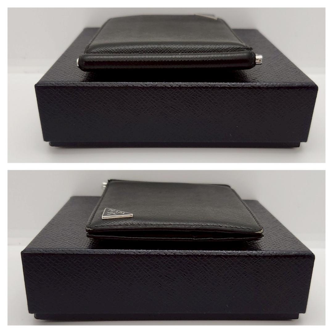 極美品 プラダ マネークリップ サフィアーノレザー　黒 メンズ