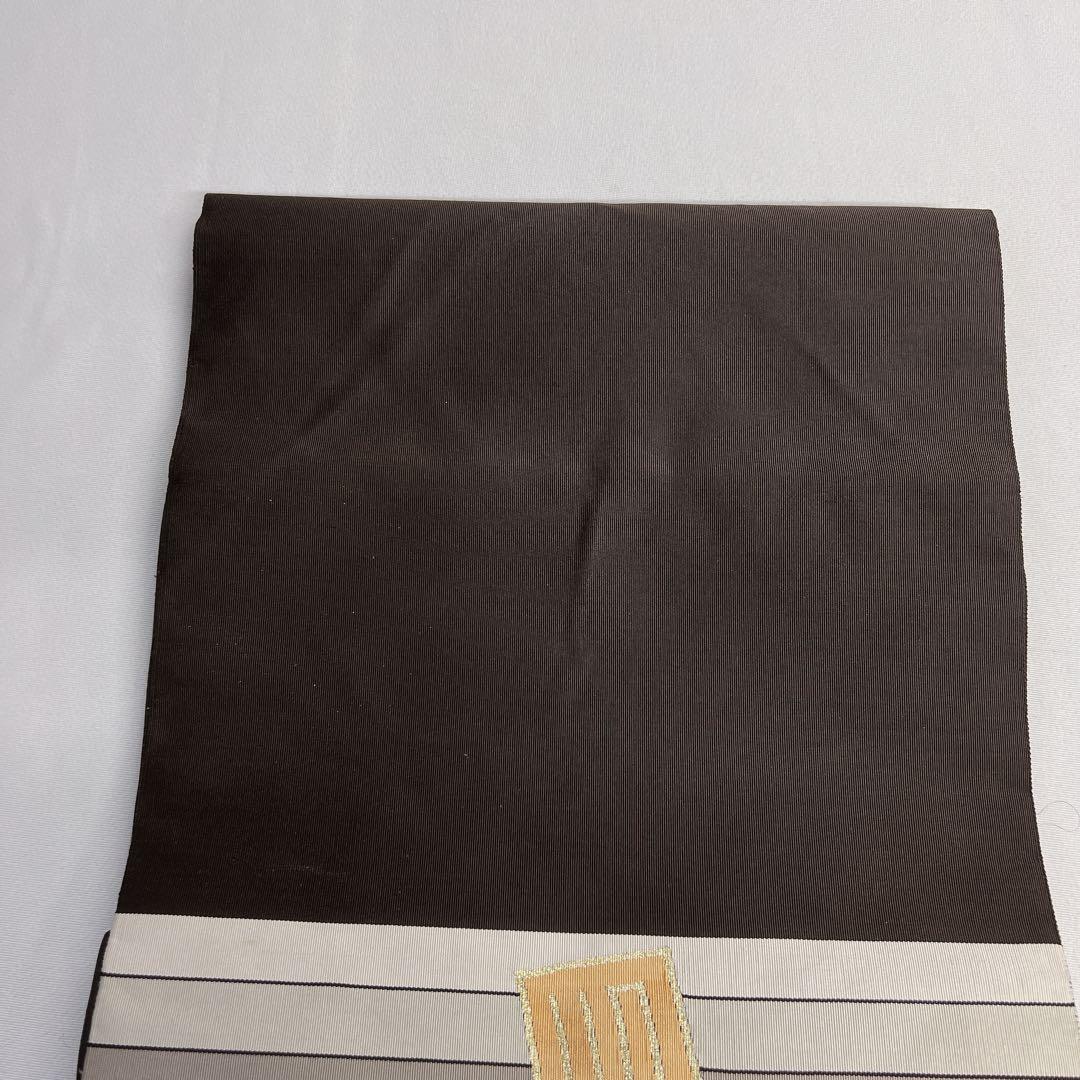 名古屋帯　松葉仕立て　綴れ織　源氏香　横縞　ブラウンカラー　着物　013tz