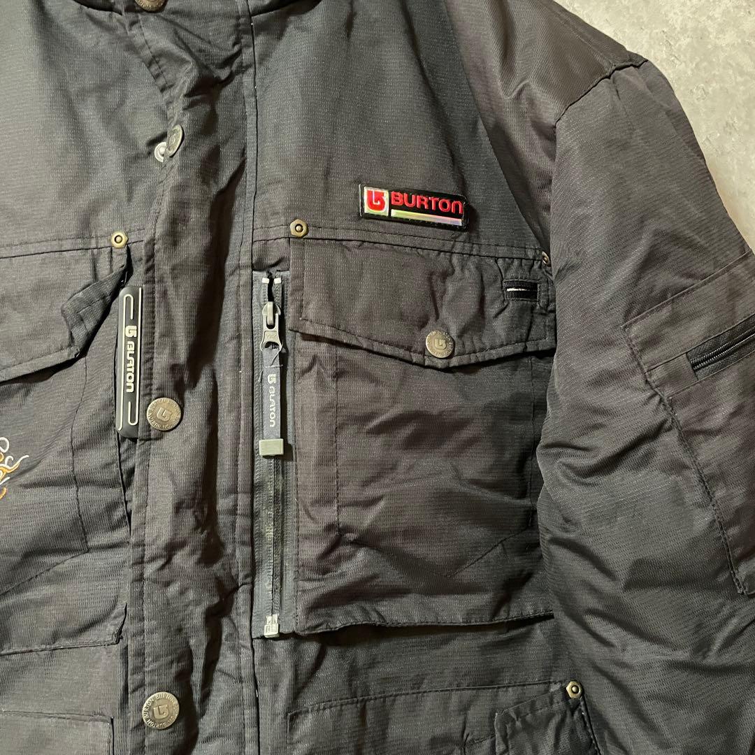 Burtonバートンスキーウェアスノーボードジャケットダウン中綿黒ブラック刺繍