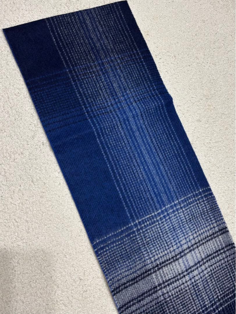 【新品未使用】 コムサメン カシミヤ100% オンブレーチェックマフラー 袋付き