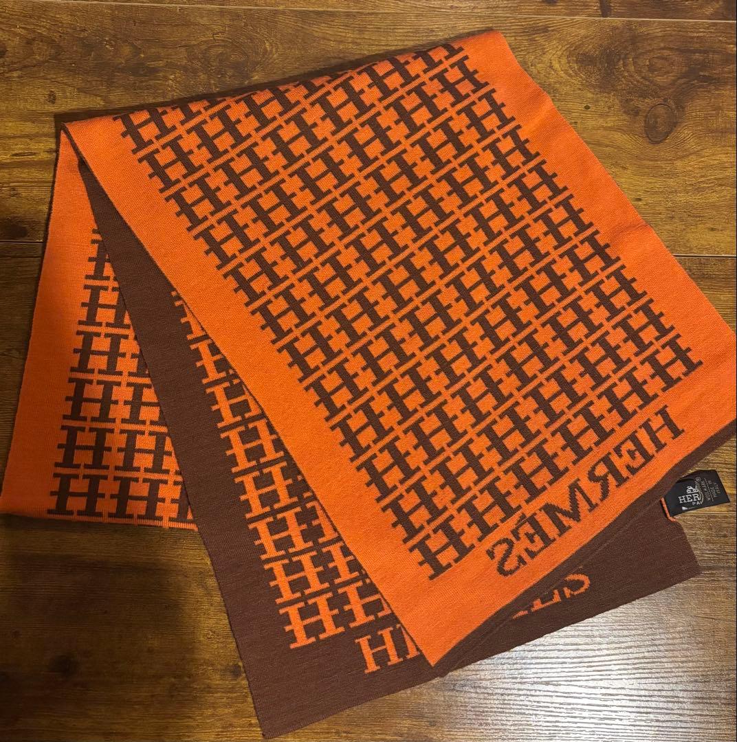 HERMES ロゴパターン マフラー