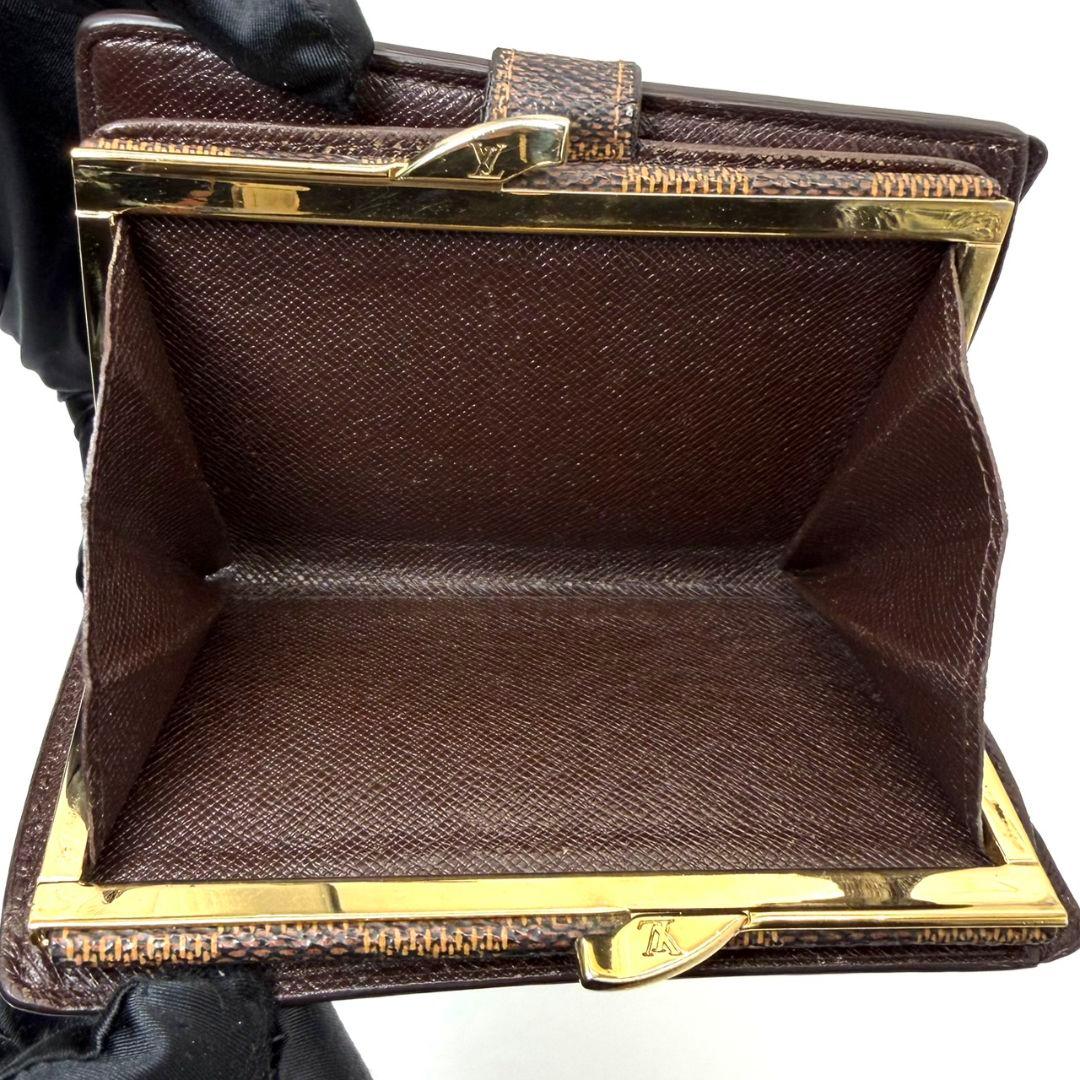 良品 ルイヴィトン ダミエ エベヌ ポルトモネ ビエ ヴィエノワ 財布 がま口