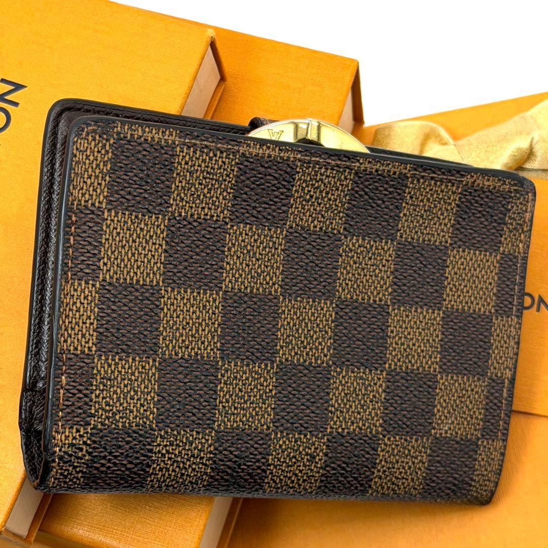 良品 ルイヴィトン ダミエ エベヌ ポルトモネ ビエ ヴィエノワ 財布 がま口