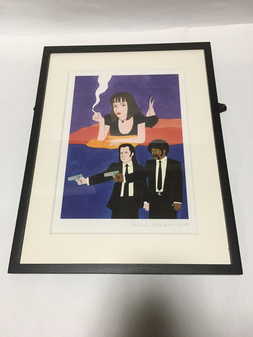 【貴重】和田誠 ／ 額装：パルプフィクション 直筆サイン入 +ミニポスター3枚付