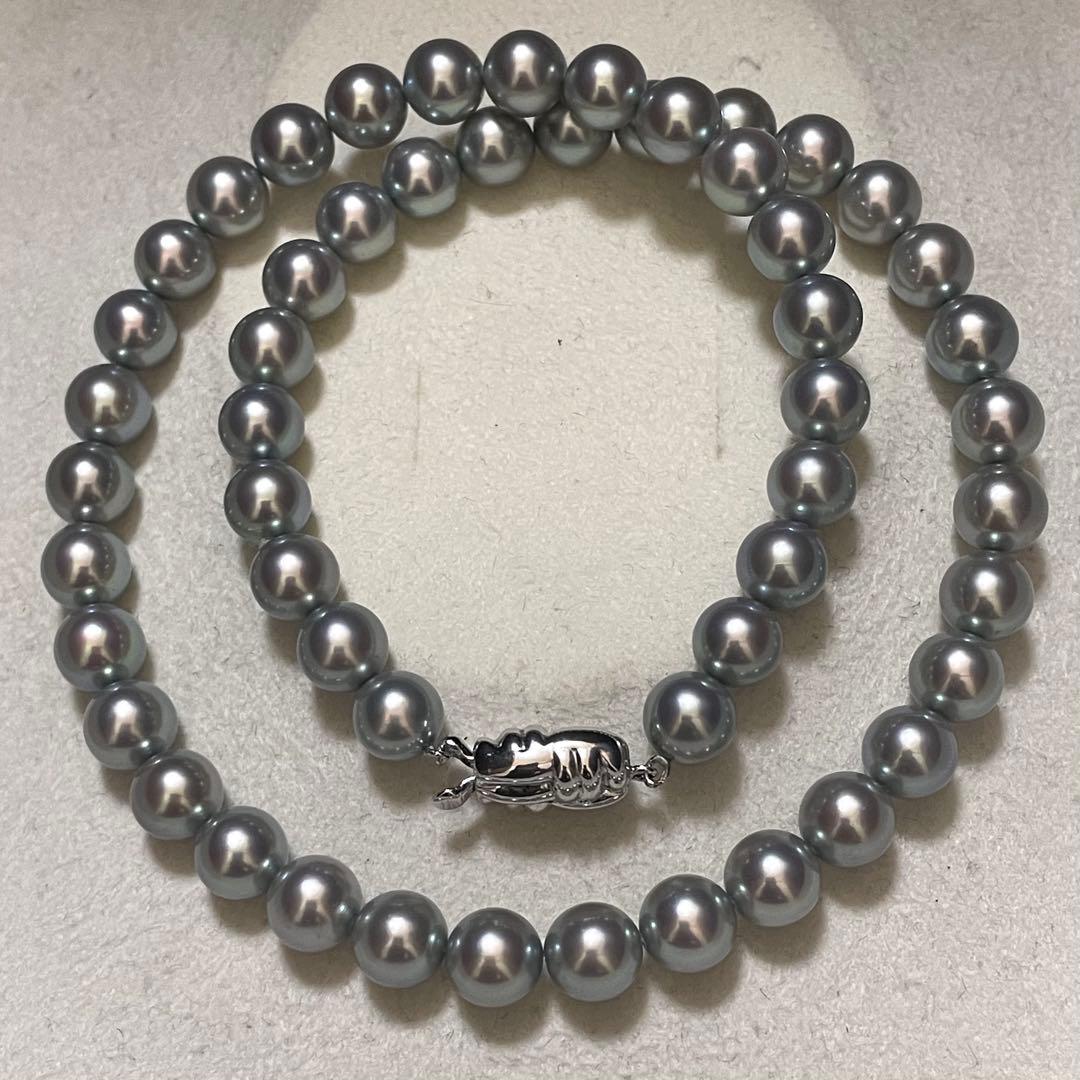 【POLA✨大珠】あこや真珠 ネックレス 7.5-8.0 パール ポーラ グレー