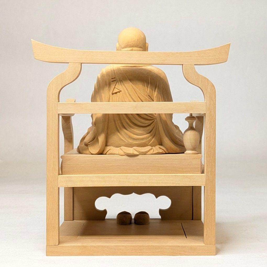 【セール中・新品】 弘法大師　上彫り　柘植　総高さ約16cm　真言宗　空海