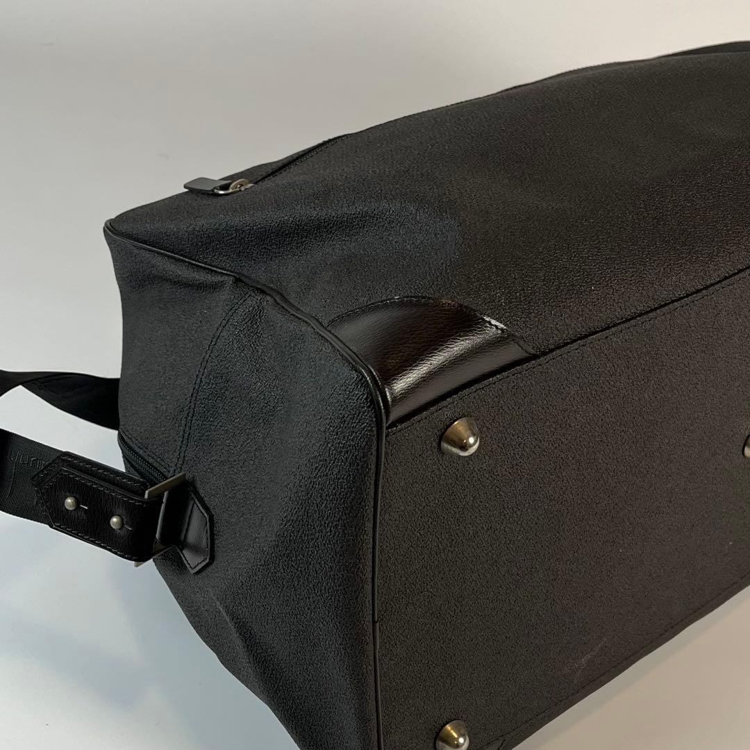 dunhill 2wayボストンバッグ　レザー　PVC チャコールグレー