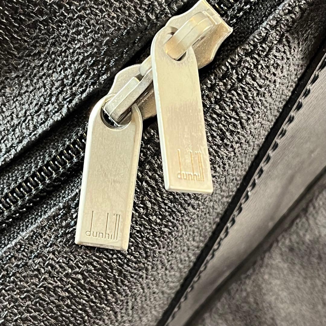 dunhill 2wayボストンバッグ　レザー　PVC チャコールグレー