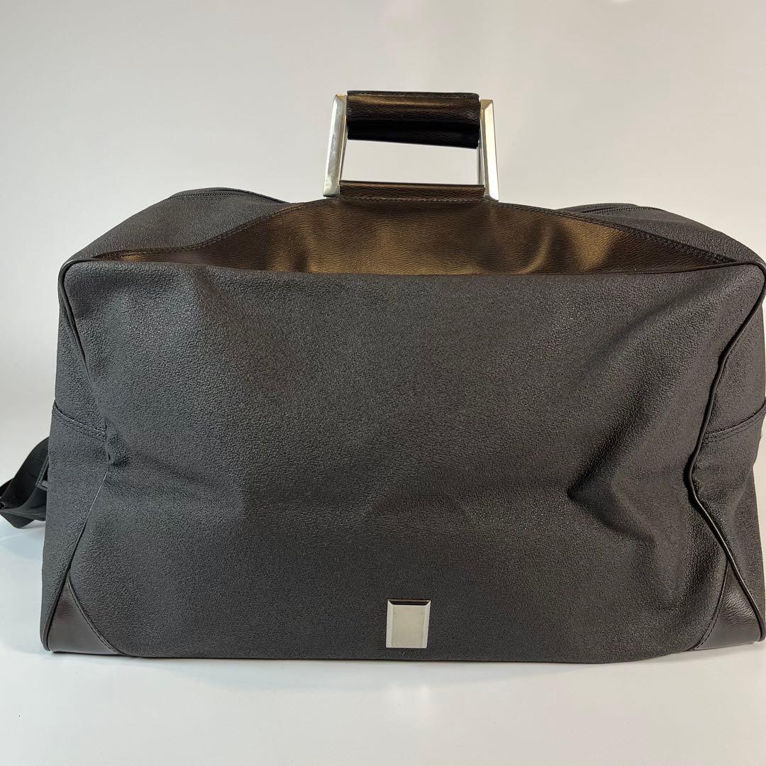 dunhill 2wayボストンバッグ　レザー　PVC チャコールグレー