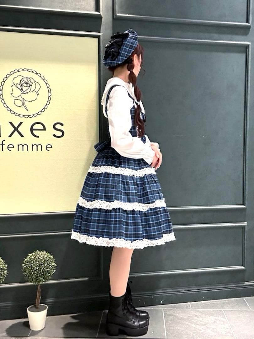 axes femme kawaii タータンチェックベレー帽 ブルー 新品未使用