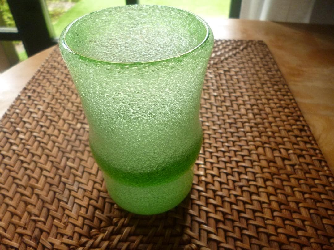 稲嶺盛吉、土紋シリーズ二色泡彩流グラス2個セット