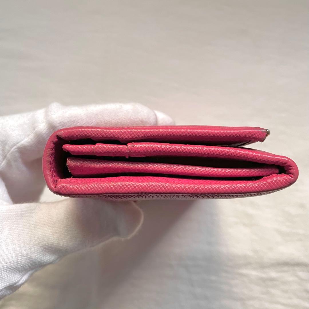 プラダ　PRADA サフィアーノ　2つ折り　長財布　ゴールドフラップ1204-⑤