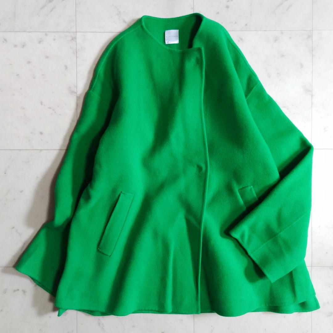 極美品♪シティショップ 22AW ショートビーバー ウールコート グリーン