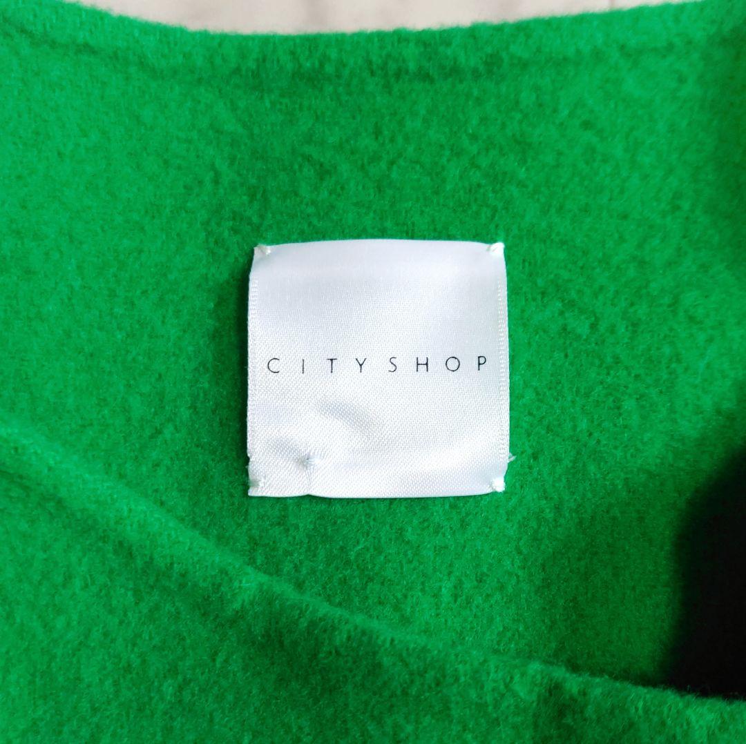 極美品♪シティショップ 22AW ショートビーバー ウールコート グリーン