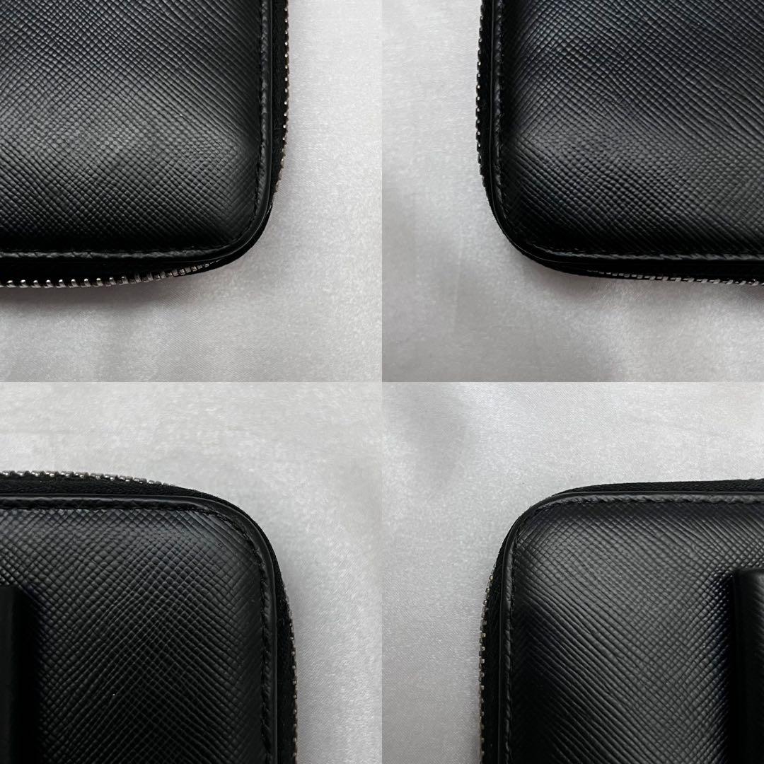 ◇美品◇プラダ　サフィアーノレザー長財布　ロゴ金具　リボンデザイン　ブラック