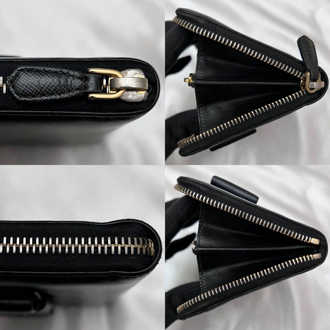 ◇美品◇プラダ　サフィアーノレザー長財布　ロゴ金具　リボンデザイン　ブラック