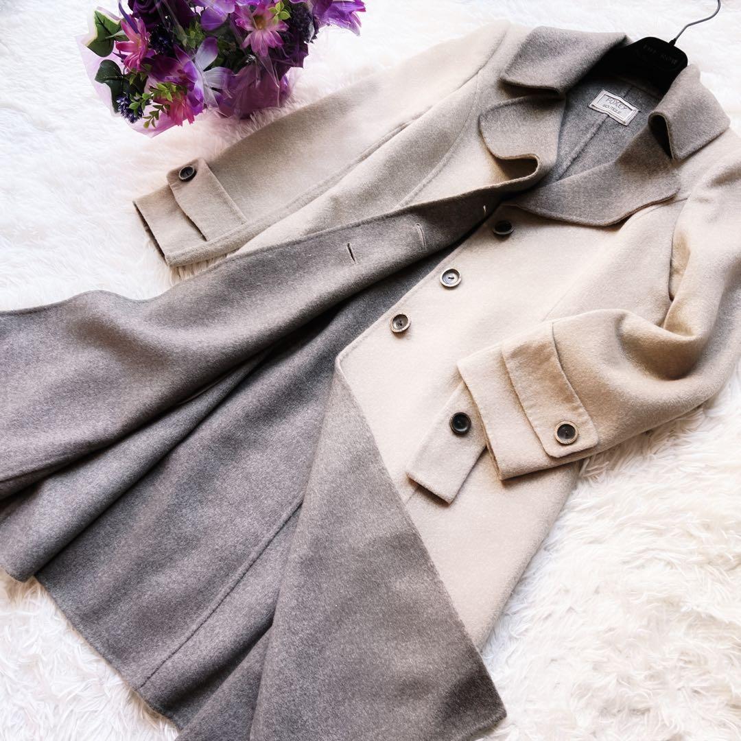 極美品　foxyフォクシー　カシミヤ　エトープ　ベージュ　ダブルフェイス　コート