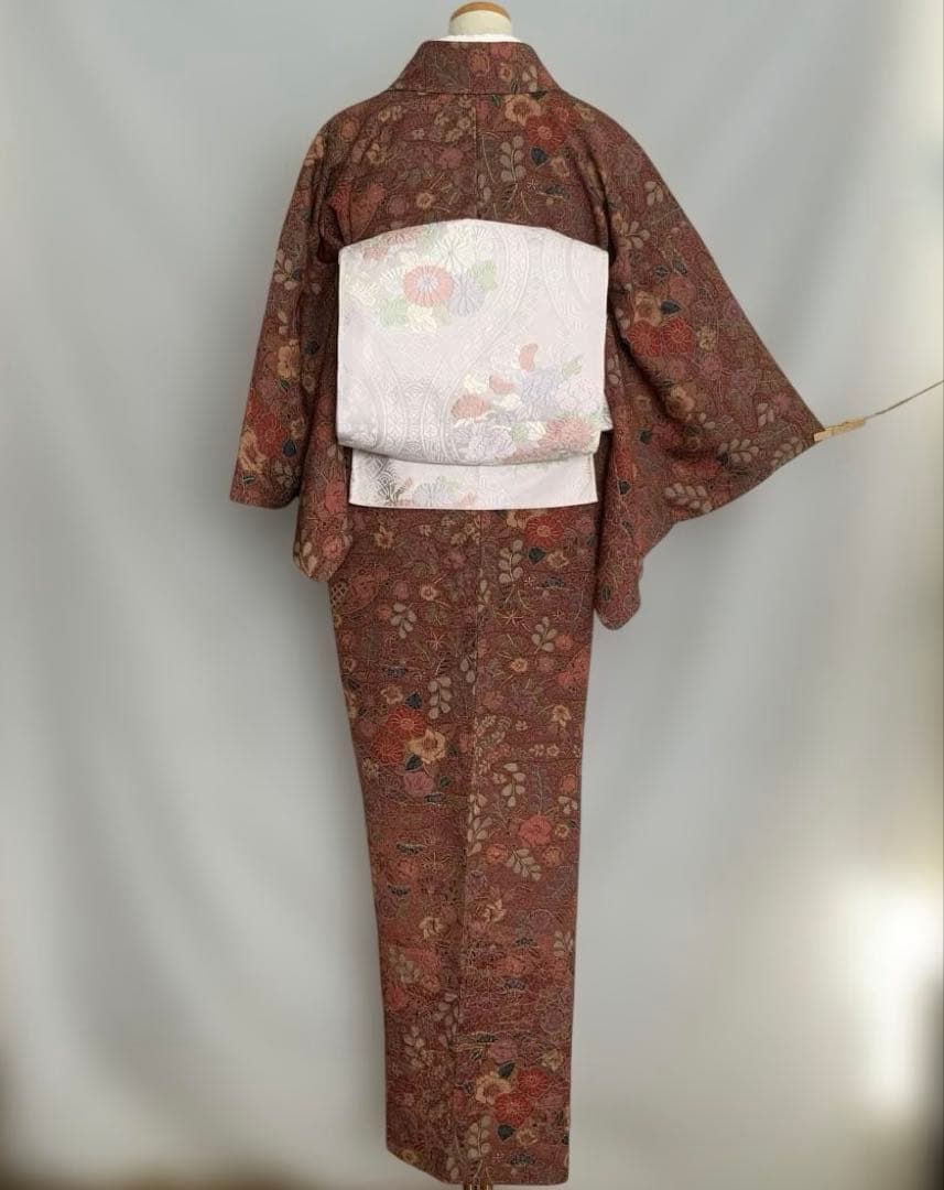 【小紋】　辻ヶ花　袷（正絹）肩着丈約160㎝　裄約65.5㎝