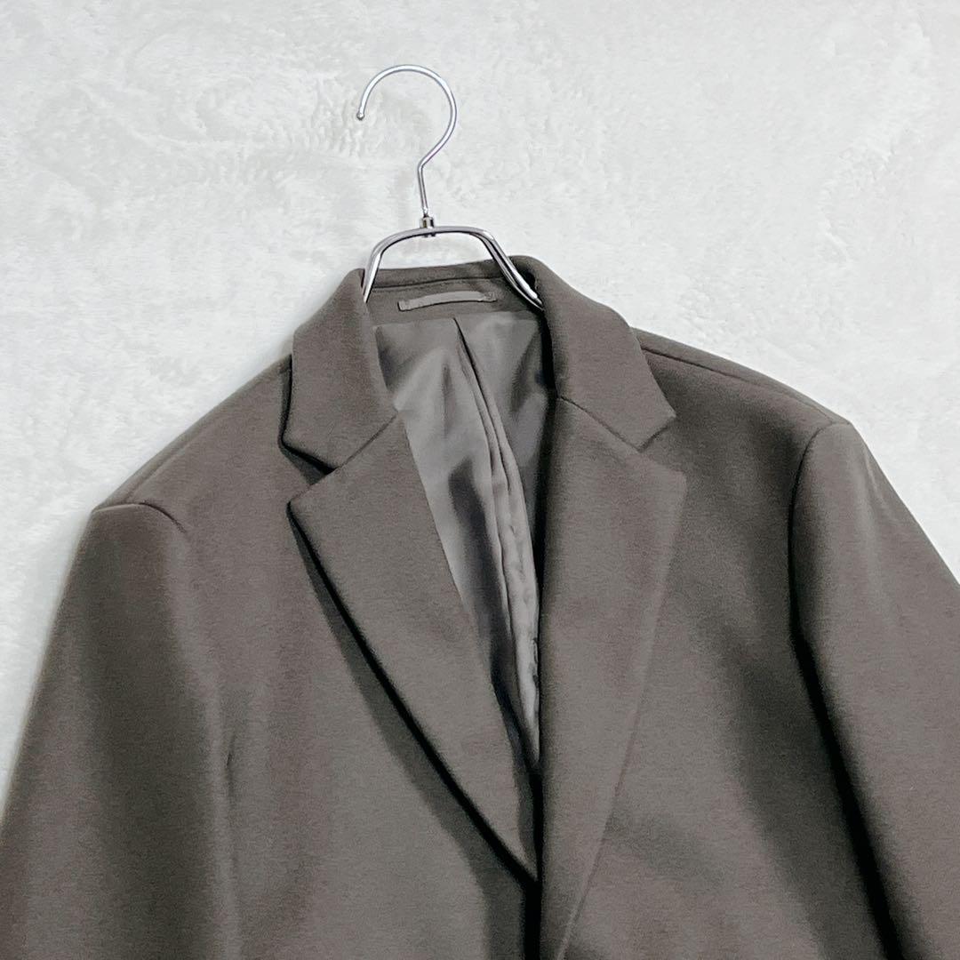 美品『エディフィス』スーパー140s メルトンチェスターコート XL オリーブ