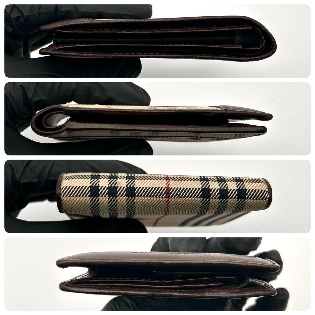 BURBERRY バーバリー 二つ折り財布 レザー チェック柄 高級 良品