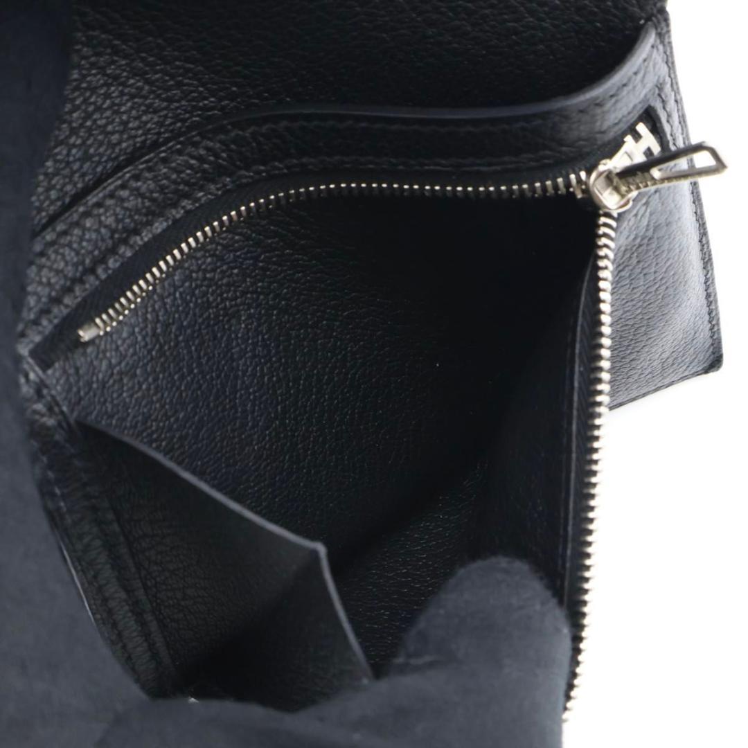 鑑定書付き【極美品】HERMES ベアンコンパクト　リザード　二つ折り財布　黒