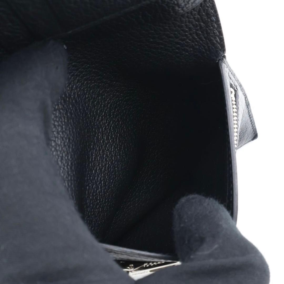 鑑定書付き【極美品】HERMES ベアンコンパクト　リザード　二つ折り財布　黒