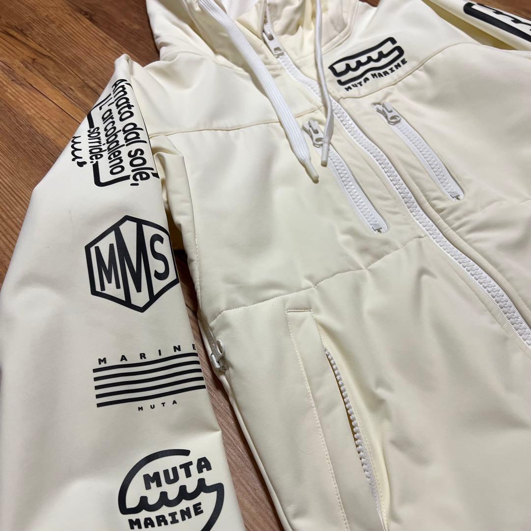 yuu10ムータマリン クリームホワイト フード付きジャケット　0サイズ